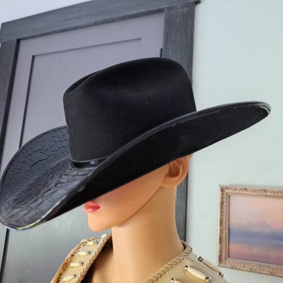 Western Cowgirl Core Hat - Charlie 1 Horse - 'Gator Bait' - sz 7 - Black Cowboy - Picture 2 of 11
